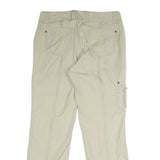 EDDIE BAUER Womens Cotton Blend Beige Regular Straight Trousers W32 L30 Casual