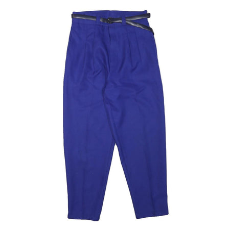 Womens Relaxed Fit Blue Polyester Blend Trousers W28 L25 Belted Zip Closure