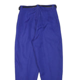 Womens Relaxed Fit Blue Polyester Blend Trousers W28 L25 Belted Zip Closure