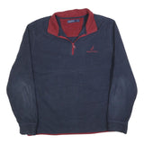 NAUTICA Mens Blue & Red Patterned Pullover Quarter Zip Jumper XL Polyester