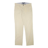 TOMMY HILFIGER Mens Cotton Blend Beige Slim Straight Trousers W32 L34 Casual