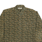 MUNSINGWEAR Mens Green & Brown Cotton Blend Shirt XL Button-Down Casual Leaf