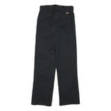DICKIES Mens Cotton Blend Black Regular Straight Trousers W26 L30 Workwear Zip