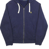 POLO RALPH LAUREN Mens Navy Blue Full Zip Hoodie M Cotton Blend Casual Wear