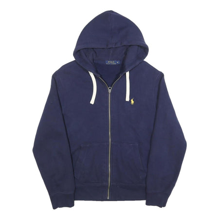 POLO RALPH LAUREN Mens Navy Blue Full Zip Hoodie M Cotton Blend Casual Wear
