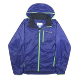COLUMBIA Mens Blue Jacket M Polyester Zip Hooded Plain Outdoor Lightweight
