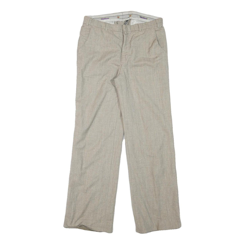 Womens Regular Fit Beige Wool Blend Zip Closure Trousers W29 L29 Classic