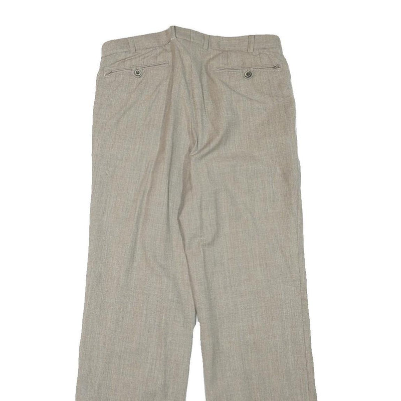 Womens Regular Fit Beige Wool Blend Zip Closure Trousers W29 L29 Classic