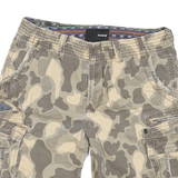 HURLEY Mens Cargo Shorts Beige Camouflage L W33 Cotton Blend Casual Comfortable