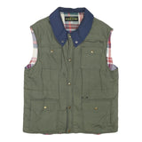 NOBLESSIMO Mens Green & Navy Sleeveless Jacket XL Polyester Blend Quilted Zip