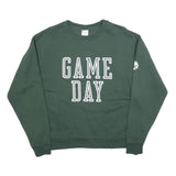 CHAMPION Womens Green Sweatshirt Game Day Crew Neck L Cotton Blend Pullover