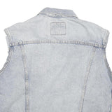 LEVI'S Mens Blue Denim Sleeveless Button Cotton Jacket L Peace Symbol