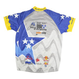 OLE Mens Blue & Yellow Cycling T-Shirt 2XL Short Sleeve Zip Up Sportswear
