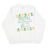 JERZEES Womens White Irish Grandmoms Crew Neck L Sweatshirt Cotton Blend