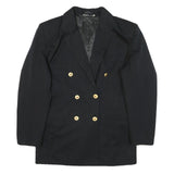 Womens Black Red Heart Plain Button Jacket M Polyester Blend Classic