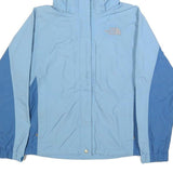 THE NORTH FACE Womens Blue & Light Blue Outdoor Jacket S Nylon Zip Plain Hooded