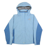THE NORTH FACE Womens Blue & Light Blue Outdoor Jacket S Nylon Zip Plain Hooded