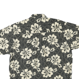 NATURAL ISSUE Mens Black & Cream Floral Cotton Blend Shirt L Relaxed Fit Summer