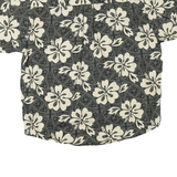 NATURAL ISSUE Mens Black & Cream Floral Cotton Blend Shirt L Relaxed Fit Summer