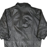 Womens Black Leather Jacket XL Button Closure Plain Soft Genuine