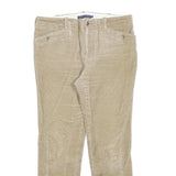 RALPH LAUREN Womens Slim Beige Cotton Blend Corduroy Trousers W34 L28 Zip