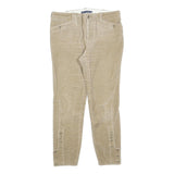 RALPH LAUREN Womens Slim Beige Cotton Blend Corduroy Trousers W34 L28 Zip