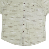 NORTHWEST Mens Beige Pattern Cotton Shirt L Casual Button Up Summer