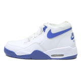 NIKE Air Flight Lite Mens White & Blue Leather Mid Top Trainers UK 7.5