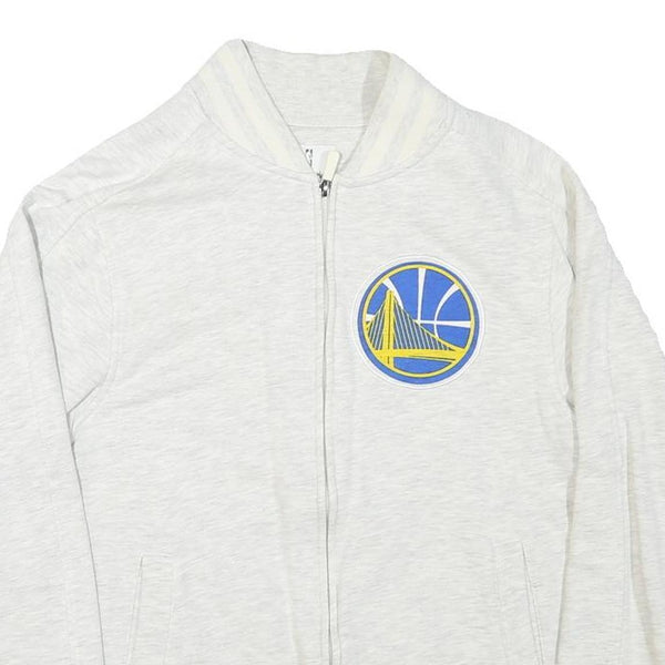 FANATICS Mens White Golden State Warriors Zip Jacket S Cotton Blend Team Logo