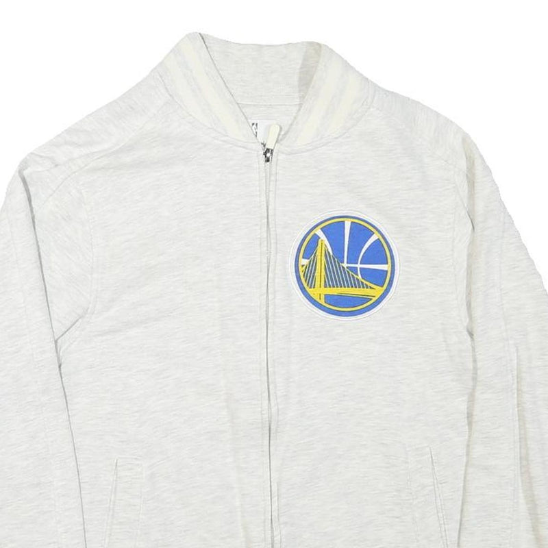FANATICS Mens White Golden State Warriors Zip Jacket S Cotton Blend Team Logo