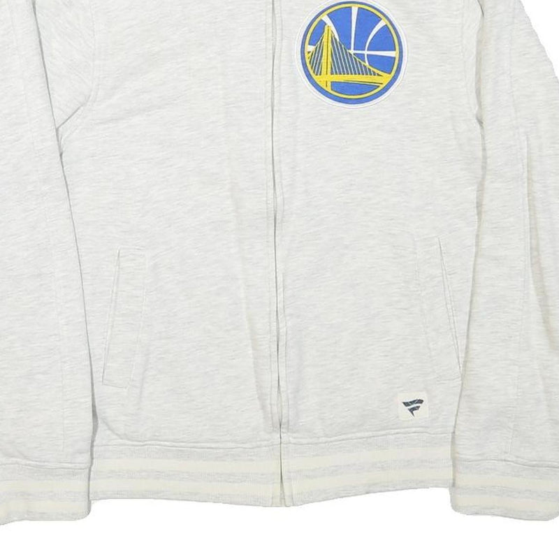 FANATICS Mens White Golden State Warriors Zip Jacket S Cotton Blend Team Logo