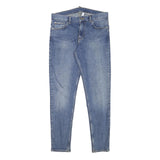 WEEKDAY Mens Slim Blue Denim Light W32 L29 Jeans Cotton Blend Zip Casual Wear