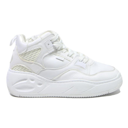BUFFALO Womens Platform High Top Trainers Leather White UK 5 Chunky Casual