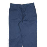 DICKIES Mens Cotton Blend Navy Regular Straight Trousers W36 L30 Workwear Zip