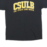 GILDAN Mens Black & Yellow CSULB Cal State Long Beach Graphic T-Shirt L Short