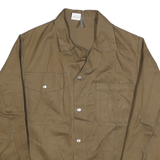 STRINA Mens Brown Cotton Workwear Jacket L Button Plain Classic Casual Style