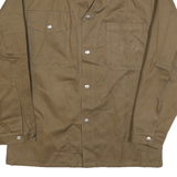 STRINA Mens Brown Cotton Workwear Jacket L Button Plain Classic Casual Style