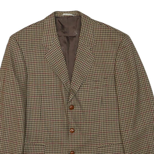 FREY Mens Brown & Beige Checked Wool Blend Blazer Jacket M Woven Classic