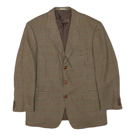 FREY Mens Brown & Beige Checked Wool Blend Blazer Jacket M Woven Classic