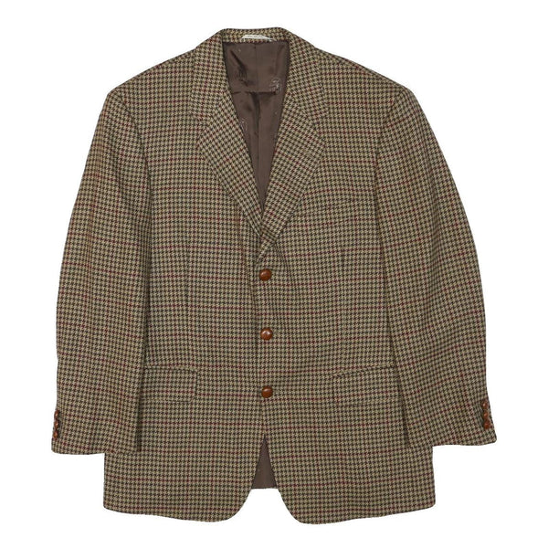 FREY Mens Brown & Beige Checked Wool Blend Blazer Jacket M Woven Classic