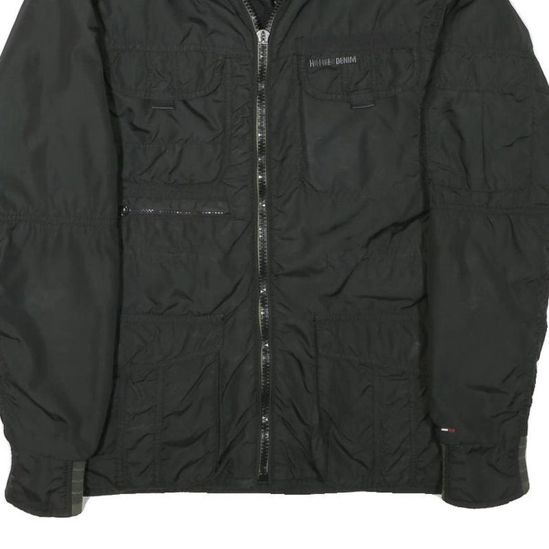 TOMMY HILFIGER Mens Black Hilfiger Denim Jacket M Polyester Blend Zip Casual