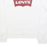 LEVI'S Womens White Cotton Blend Crew Neck Sweatshirt L Logo Print Casual
