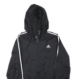 ADIDAS Mens Black & White Lightweight Zip Jacket L Polyester Blend Sportswear