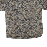 Mens Black & Brown Floral Cotton Blend Shirt L Casual Short Sleeve Summer