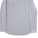 LOOPS Mens Blue & White Striped Shirt L Classic Cotton Blend Button Collar Long