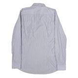 LOOPS Mens Blue & White Striped Shirt L Classic Cotton Blend Button Collar Long