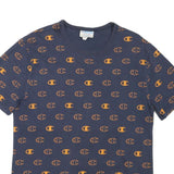 CHAMPION Mens Blue & Orange Graphic T-Shirt M Short Sleeve Crew Neck Branded