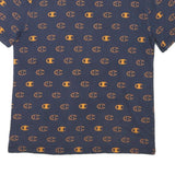 CHAMPION Mens Blue & Orange Graphic T-Shirt M Short Sleeve Crew Neck Branded