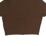 ACDC Womens Brown Cropped Polo Short Sleeve Collared XL Cotton Blend Logo Top