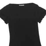 LAURA ASHLEY Womens Black Basic Top Short Sleeve Round Neck UK 10 Polyester